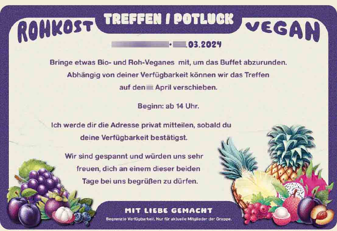 Rohkost Vegan Treffen Poster Design